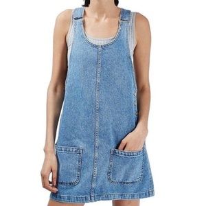 Topshop MOTO Denim Pinafore Dress Size 0